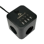 Сетевой фильтр Cablexpert Cube CUBE-3-U4-B-1.5, 3 р, 10А, 4хUSB, 1.5 м, ур.защиты 4+, черный, коробка