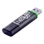 Флешка USB SmartBuy Glossy Dark Grey (SB128GbGS-DG), 128Gb, USB 3.0/3.1, R/W 75/25, черный/зеленый