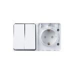 Блок ОП AtlasDesign Profi54 розетка 16А 250В с заземл. защ. шторки + 2-кл. выключатель 10А IP54 бел. SchE