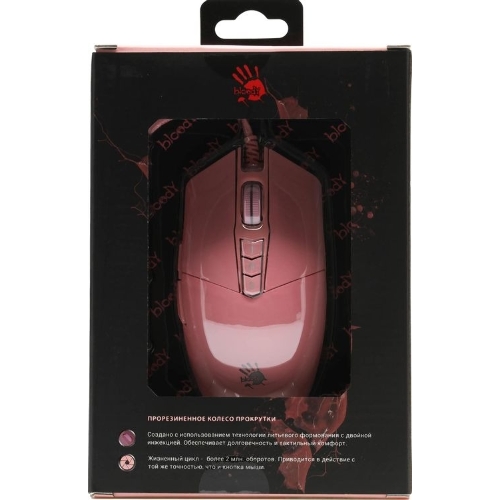 Мышь проводная A4Tech Bloody P91s розовый, 8000 dpi, USB, кнопки - 8