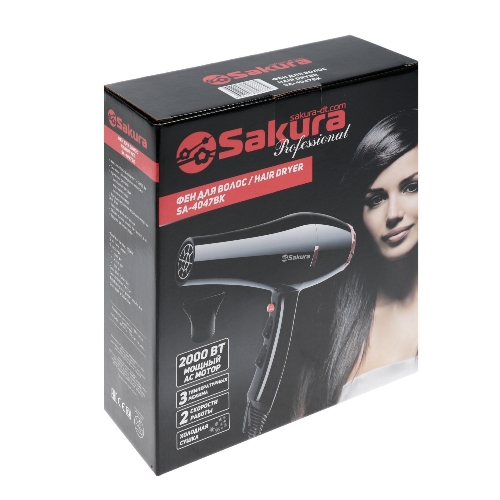 Фен SAKURA SA-4047BK Professional черный/розовое золото, 2000 Вт