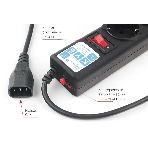 Сетевой фильтр PowerCube, PC 3м, 5р, черный граф. 10А, UPS(C14), SPG5-B3