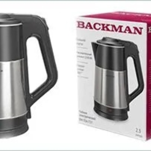 Чайник электрический BACKMAN BM-TEA 727 2,3 л, 2200 Вт, серебристый/черный