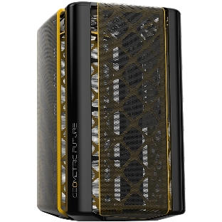 Компьютерный корпус без блока питания Geometric Future Model 2 The Ark, Mini-Tower, no fans, 3xUSB-A 3.0, 1xUSB 3.2 Type-C, mATX, mITX Black/Gold