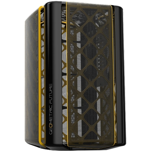 Компьютерный корпус без блока питания Geometric Future Model 2 The Ark, Mini-Tower, no fans, 3xUSB-A 3.0, 1xUSB 3.2 Type-C, mATX, mITX Black/Gold