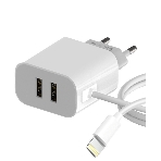 Сетевое зарядное устройство Maxvi CHL-242L 2хUSB 2.4A + литой кабель Lightning 1.2м, белый