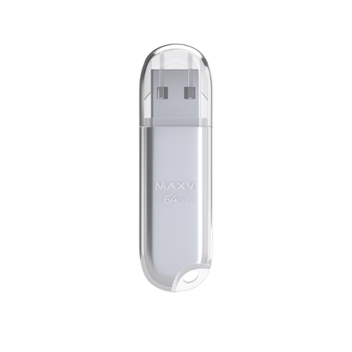 Флешка USB Maxvi P1 (FD64GBUSB20C10P1 silver), 64GB, USB 2.0, R/W 12/5, серебристый