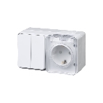 Блок ОП AtlasDesign Profi54 розетка 16А 250В с заземл. защ. шторки + 2-кл. выключатель 10А IP54 бел. SchE