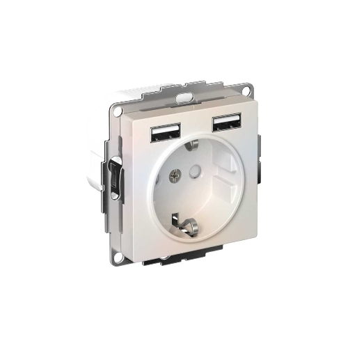 Розетка SE AtlasDesign Жемчуг SO + USB A+A, 5В/2,4А, 2х5В/1,2А, механизм