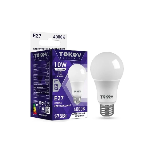 Лампа светодиодная TOKOV ELECTRIC 10 Вт А60 4000К Е27 176-264В