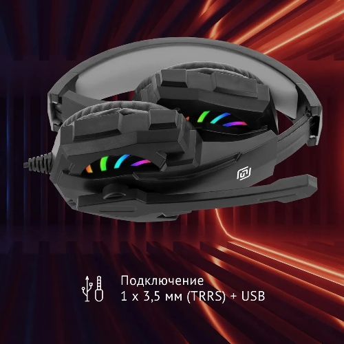 Гарнитура проводная с микрофоном Оклик HS-L355G черный 1.8м мониторные оголовье (1939807)