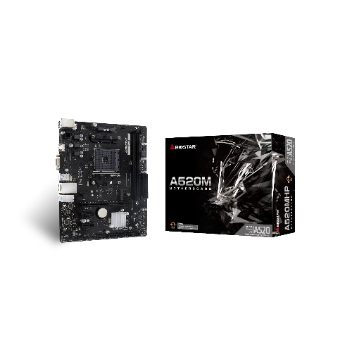 Материнская плата Biostar A520MHP, AM4, AMD A520, 2xDDR4, 4xSATA, 1xM.2, 1xPCI-E 3.0 x16, 2xPCI-E x1, 1xHDMI, 1xVGA, 1x 1Gb LAN, 2xUSB-A 3.2 Gen 1, 4xUSB-A 2.0, 3x3.5 мм, 7.1, Micro-ATX