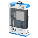 Сетевое зарядное устройство Maxvi CHL-242L 2хUSB 2.4A + литой кабель Lightning 1.2м, белый
