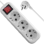 Удлинитель с заземлением Defender L330 16 А,1.5 м, заземление, выключатель