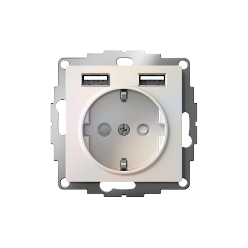 Розетка SE AtlasDesign Жемчуг SO + USB A+A, 5В/2,4А, 2х5В/1,2А, механизм