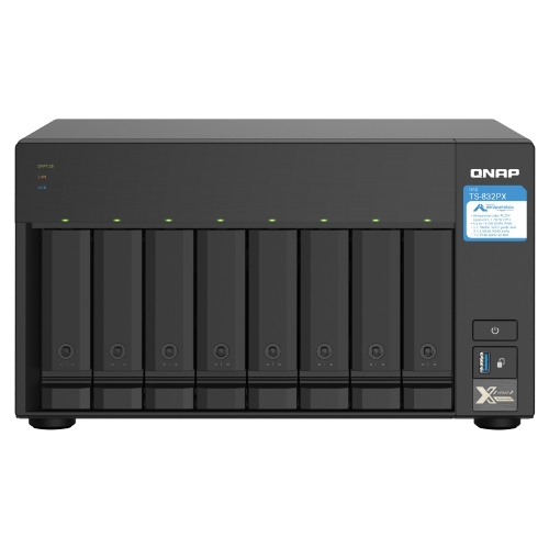 Сетевое хранилище без дисков SMB QNAP TS-832PX-4G 8-Bay NAS, AL324 64-bit quad-core 1.7GHz, 4Gb DDR4 SO-DIMM RAM (up to 1x16 Gb), 8 x 3.5