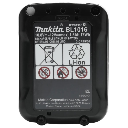 Дрель-шуруповерт аккумуляторная Makita DF333DYX14, 12 В, 2х1.5 Ач, аккумуляторная