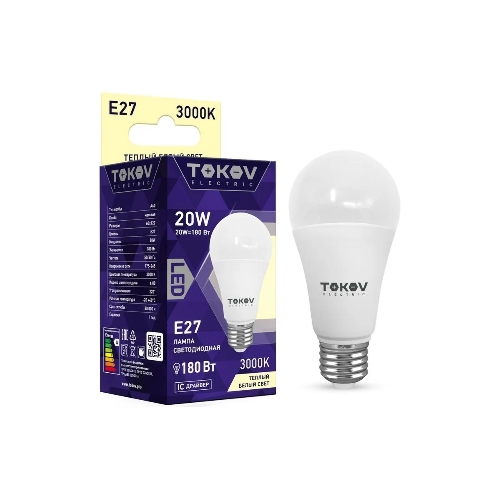 Лампа светодиодная TOKOV ELECTRIC 20Вт А60 3000К Е27 176-264В