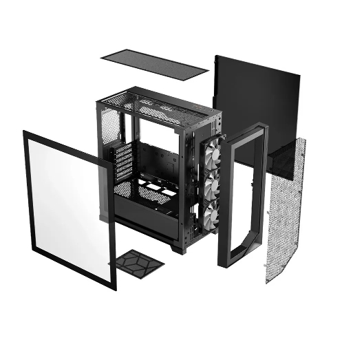 Компьютерный корпус без блока питания PCCooler C3D510 BK, Mesh Mid Tower, черный, TG, 0.7 SPCC, no fans E-ATX, ATX, mATX, mITX 170/390/205mm 2x2.5