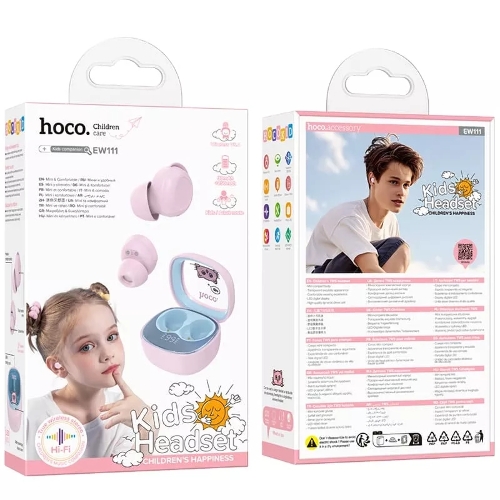 Наушники TWS Hoco EW111 Friendly розовый, внутриканальные, Bluetooth, до 4 ч