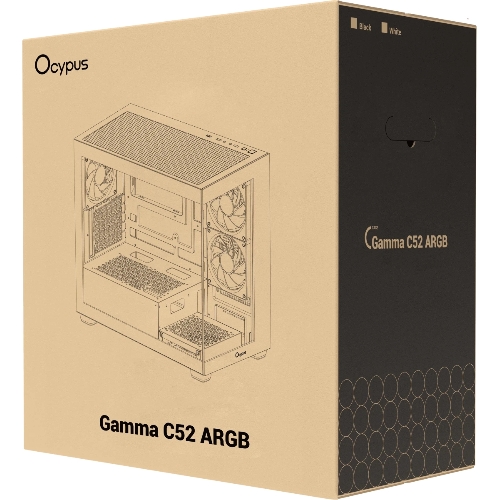 Корпус Ocypus Gamma C52 BK ARGB, Mini-Tower, чёрный, 3 x 120 мм