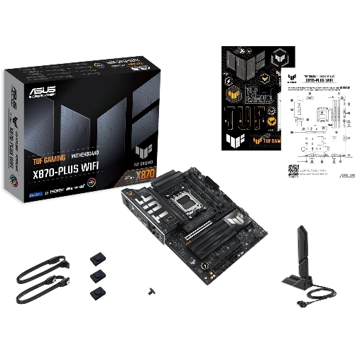 Материнская плата ASUS TUF GAMING X870-PLUS WIFI, AM5, AMD X870, 4xDDR5, 2xSATA, 4xM.2, 1xPCIe 5.0 x16, 1xPCIe 4.0 x4, 1xHDMI, 1xUSB-C 3.2 Gen 2, 1xUSB-C 3.2 Gen 2x2, 2xUSB-C 4.0, 1x 2.5Gb LAN, 1xUSB-A 2.0, 3xUSB-A 3.2 Gen 2, 4xUSB-A 3.2 Gen 1, 5x3.5 мм, Wi-Fi 7, ATX