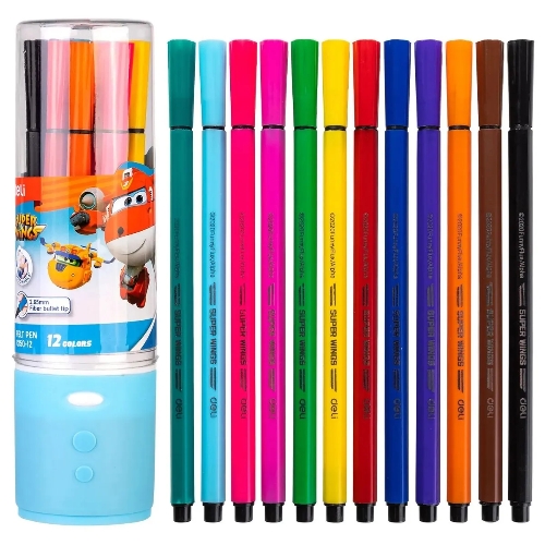 Фломастеры Deli EC150-12 Super Wings 12 цветов, пластиковая туба
