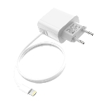 Сетевое зарядное устройство Maxvi CHL-242L 2хUSB 2.4A + литой кабель Lightning 1.2м, белый