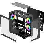 Корпус Ocypus Gamma C52 BK ARGB, Mini-Tower, чёрный, 3 x 120 мм