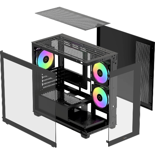 Корпус Ocypus Gamma C52 BK ARGB, Mini-Tower, чёрный, 3 x 120 мм