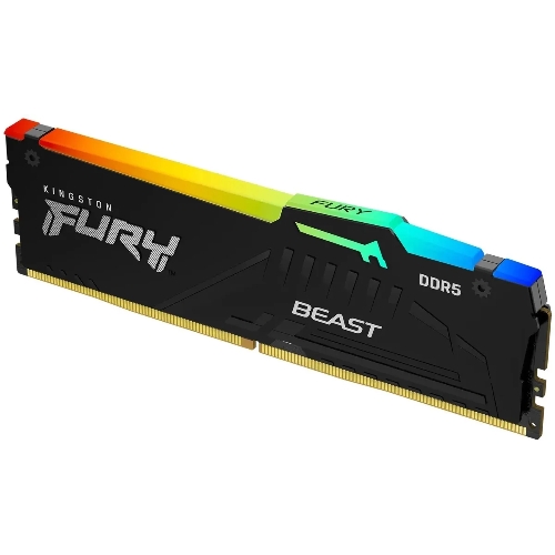Оперативная память Kingston Fury Beast, DDR5, 16GB (1x16GB), 5200MHz, CL40, DIMM, с радиаторами, RGB, черный