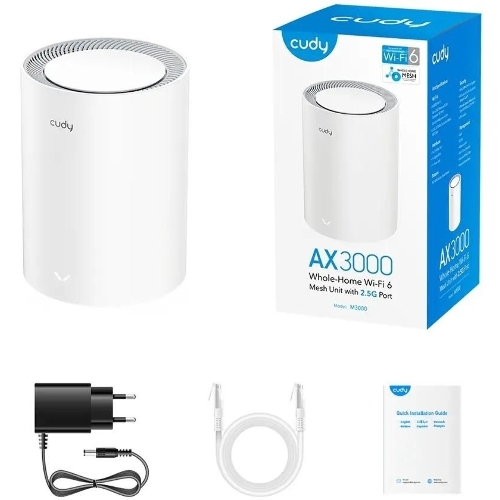 Бесшовный Mesh роутер Cudy M3000(1-PACK) AX3000 10/100/1000/2500BASE-T, белый