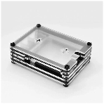 Корпус Qumo, 9-слойный акриловый + вентилятор, Raspberry Pi 4, черный transparent(RS041)