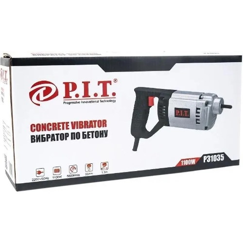 Вибратор электрический ручной для бетона P.I.T. P31035 1100 Вт, 1.5 л.с, 1300 виб/мин, длина вала 1.5 м