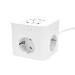 Сетевой фильтр Cablexpert Cube CUBE-3-CU3-W-1.5, 3 р, 10А, 1xType-C PD, 3xUSB, 1.5 м, ур.защиты 4+, белый, коробка