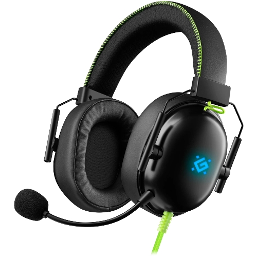 Гарнитура Defender Toxic чёрный, проводная, USB / mini jack 3.5 мм, подсветка