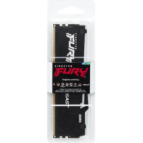 Оперативная память Kingston Fury Beast, DDR5, 16GB (1x16GB), 5200MHz, CL40, DIMM, с радиаторами, RGB, черный