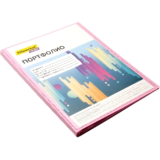 Папка-портфолио с 40 прозрачными вкладками Silwerhof Create SCR-P40PIN A4, пластик, 0.7мм, карман на лицевой стороне, розовый