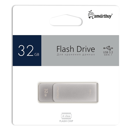 Флешка USB SmartBuy M1 Metal Grey (SB032GM1G), 32Gb, USB 3.0/3.2, R/W 130/40, серебристый