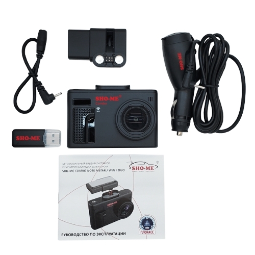 Видеорегистратор Sho-Me Combo Note WiFi DUO, 1920x1080, 2.31", GPS/ГЛОНАСС, Wi-Fi, G-сенсор, датчик движения, GPS-информатор