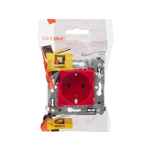 Розетка DKC Avanti 4401003 2P+E со шторками, красный квадрат