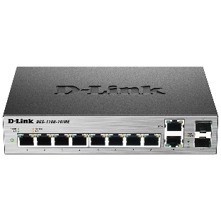 Коммутатор D-Link DGS-1100-10/ME/A1A/A2A, 8×1 Гбит/с + 2×1 Гбит/с Combo, настраиваемый
