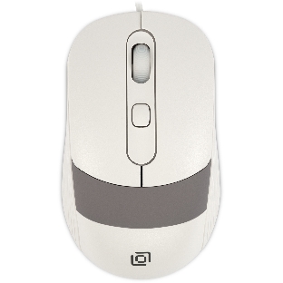 Мышь проводная Oklick 310M белый/серый, 2400 dpi, USB, кнопки - 4