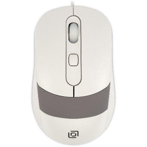 Мышь проводная Oklick 310M белый/серый, 2400 dpi, USB, кнопки - 4