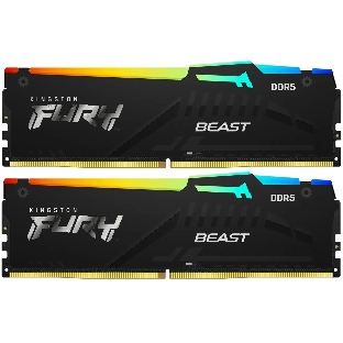 Оперативная память Kingston Fury Beast, DDR5, 16GB (2x8GB), 5200MHz, CL40, DIMM, с радиаторами, RGB, черный