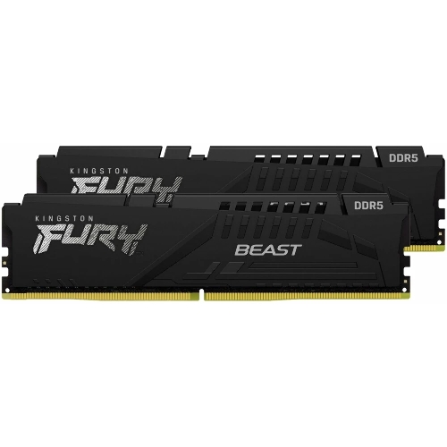 Оперативная память Kingston Fury Beast, DDR5, 16Gb (2x8Gb), 6000MHz, CL30, DIMM, с радиаторами, черный