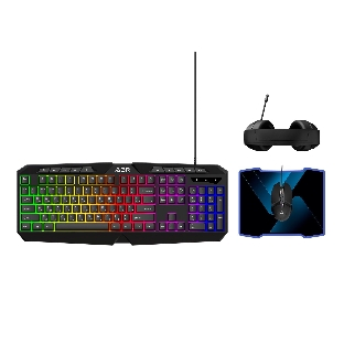 Игровой комплект из проводной клавиатуры, мыши, коврика для мыши и наушников ABR KM707+M01D10