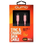 Кабель QUMO 32966 Type-C на Type-C, силиконовый, 1м, 3A, 60W, PD (розовый)
