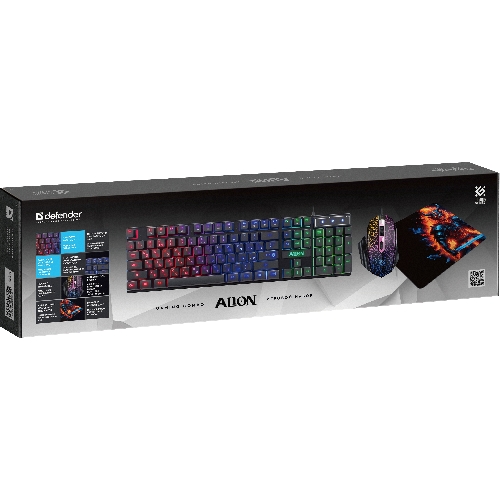 Комплект клавиатура+мышь Defender Alion GS-987 проводной, USB, 2400 DPI, чёрный