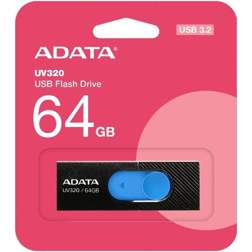 Флешка USB ADATA UV320 (AUV320-64G-RBKBL), 64Gb, USB 3.1, R/W 100/30, черный/синий